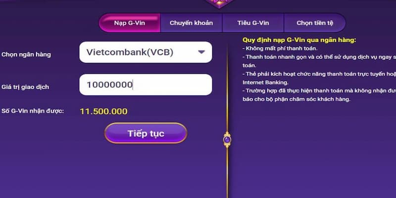 Nạp tiền vào game với nhiều hình thức